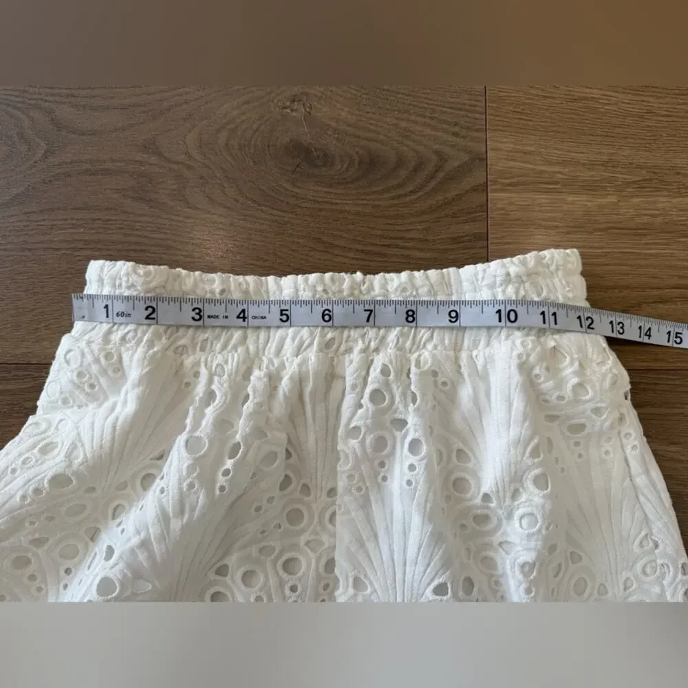 NWT Andie Swim The Mona Eyelet Scalloped Pull On Midi Skirt Coconut White Sz XS